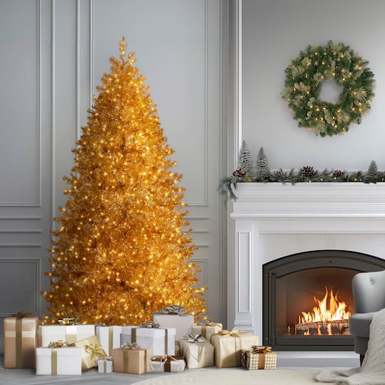7.5ft. Pre-Lit True Gold Metallic Artificial Christmas Tree, Clear LED Infinity Lights®